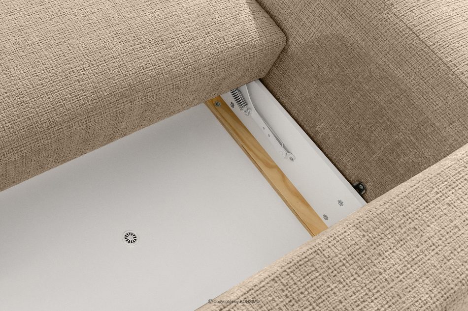 ELOSA Rechte Ecksofa und Sessel im Japandi-Stil beige Chenille beige - Foto 13