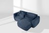 ELOSA Rechte Ecksofa und Sessel im japanischen Stil marineblau Chenille marineblau - Foto 26