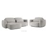 Linkes Ecksofa und Sessel im Japandi-Stil hellgrau Chenille