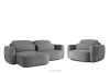 Linkes Ecksofa und Sessel im Japandi-Stil dunkelgrau Chenille