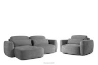 Linkes Ecksofa und Sessel im Japandi-Stil dunkelgrau Chenille