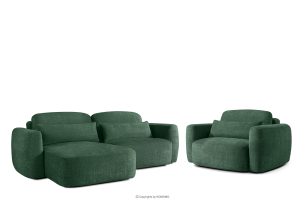 ELOSA, https://konsimo.de/kollektion/elosa/ Linkes Ecksofa und Sessel im japanischen Stil grün grün - Foto