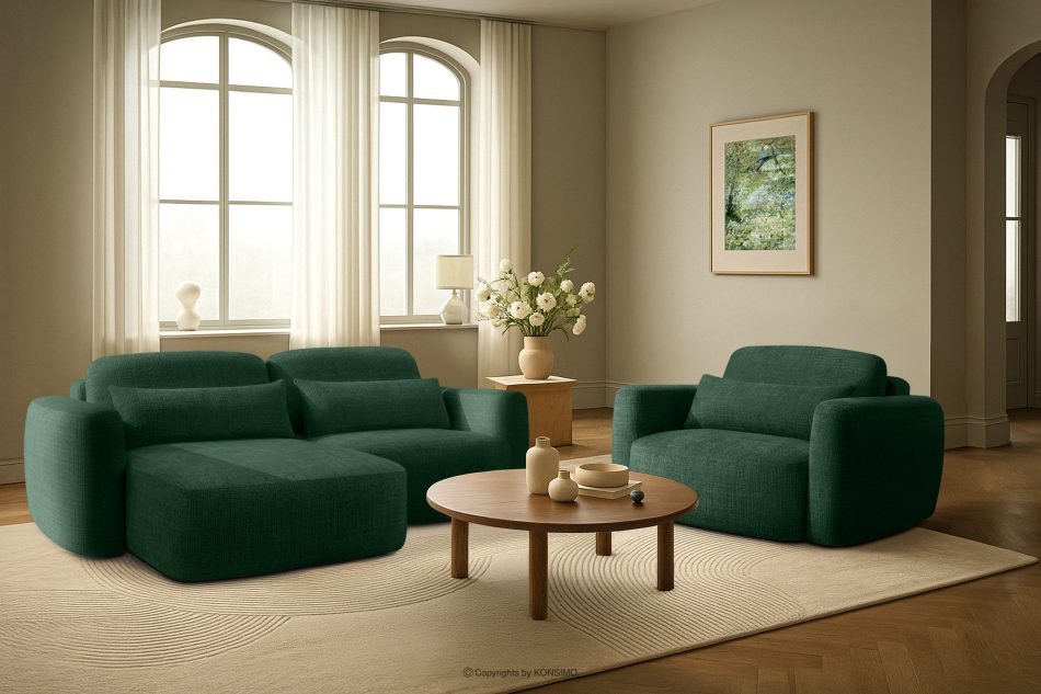 ELOSA Linkes Ecksofa und Sessel im japanischen Stil grün grün - Foto 29
