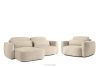 Linkes Ecksofa und Sessel im Japandi-Stil cremefarben Chenille