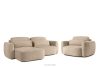 Linkes Ecksofa und Sessel im Japandi-Stil beige Chenille