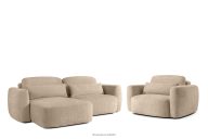 Linkes Ecksofa und Sessel im Japandi-Stil beige Chenille