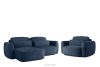 ELOSA Linkes Ecksofa und Sessel im japanischen Stil marineblau Chenille marineblau - Foto 1
