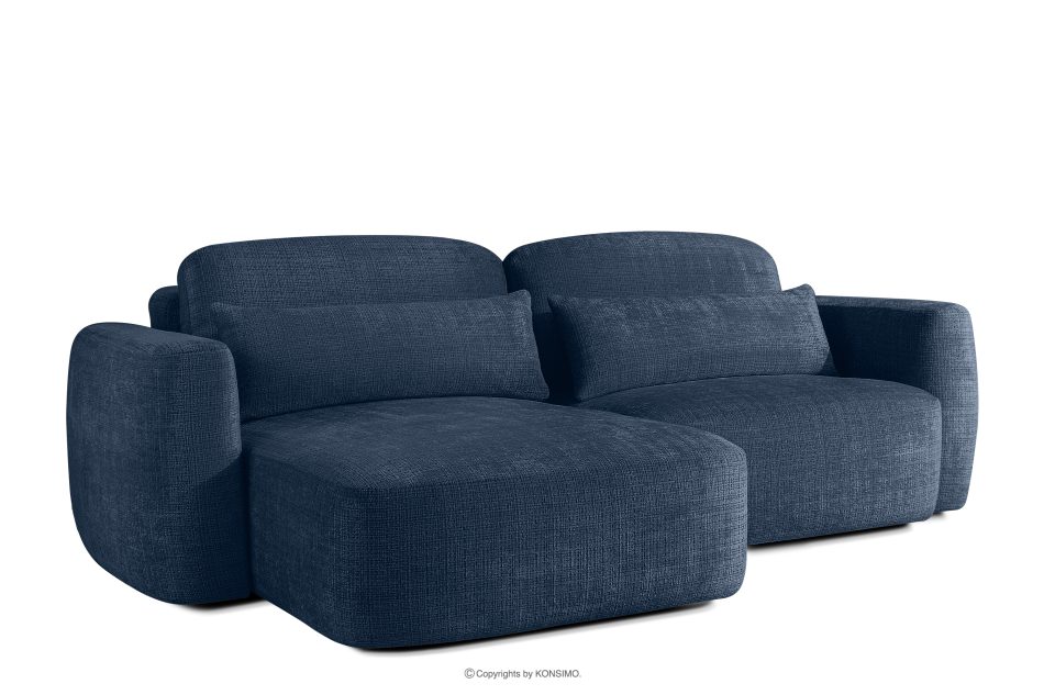 ELOSA Linkes Ecksofa und Sessel im japanischen Stil marineblau Chenille marineblau - Foto 3