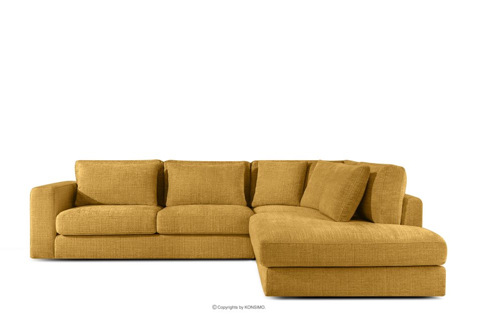 VERUS Weiches Ecksofa aus Chenille-Stoff rechts gelb gelb - Foto 2