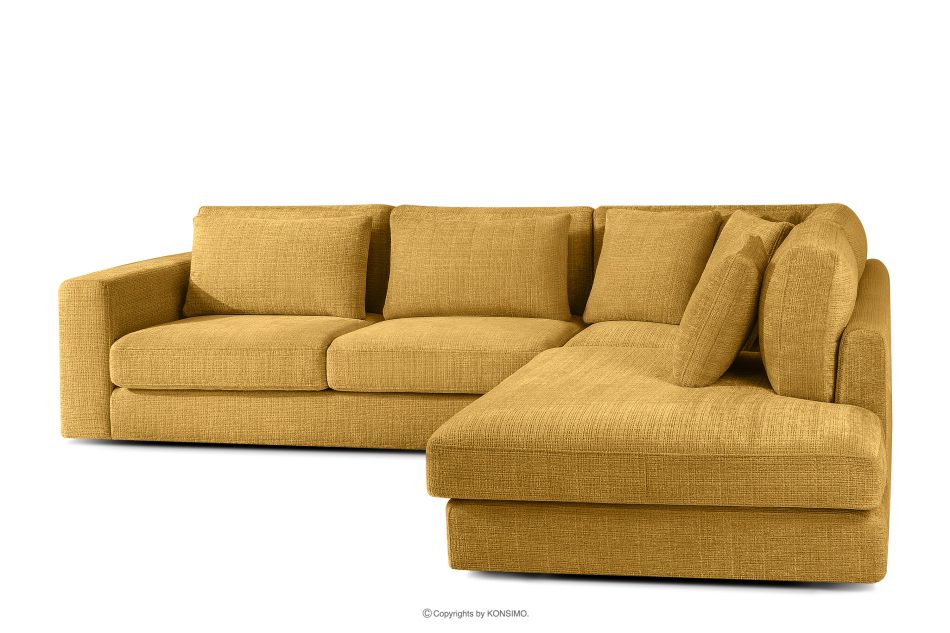 VERUS Weiches Ecksofa aus Chenille-Stoff rechts gelb gelb - Foto 3