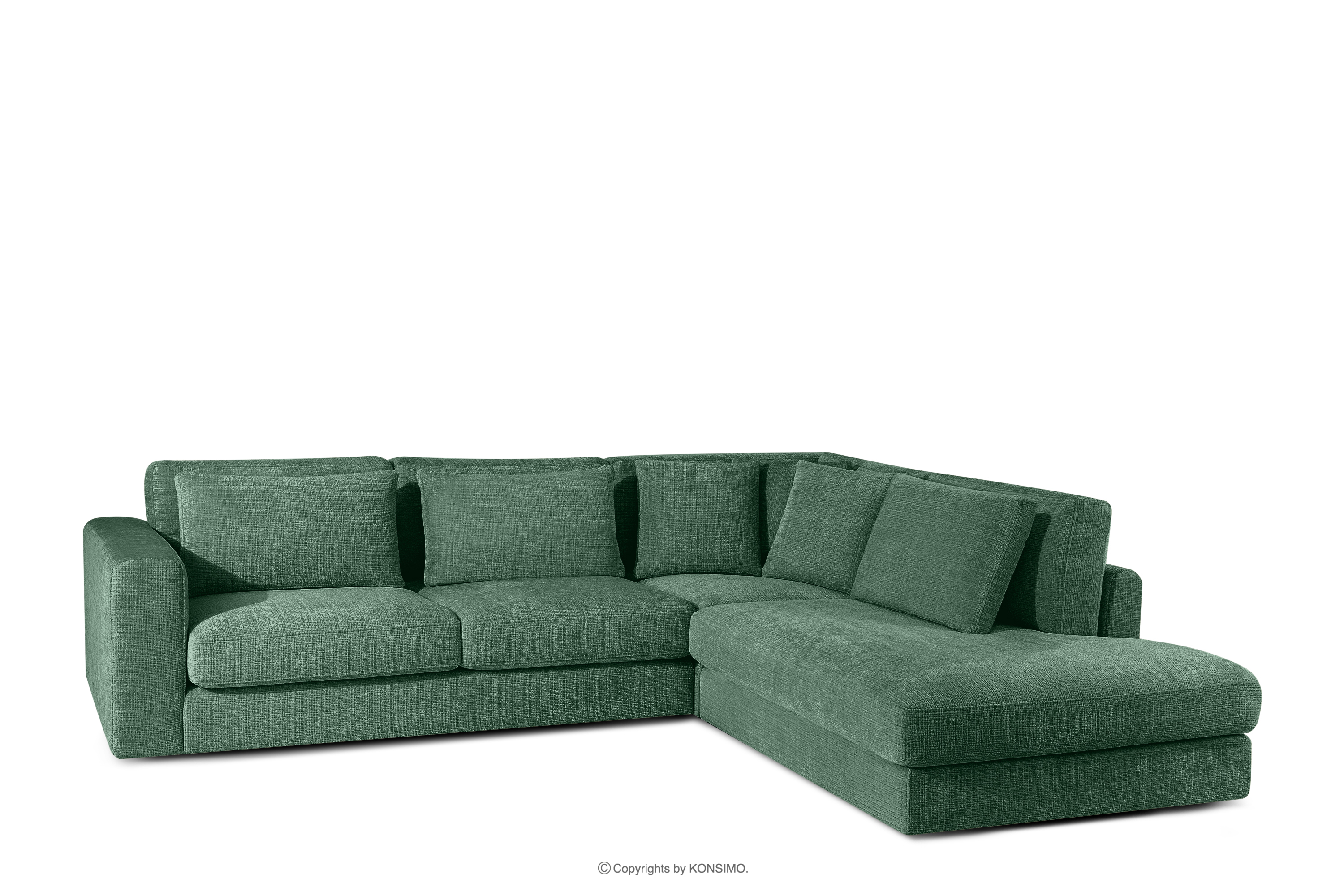 Weiches Ecksofa aus Chenille-Stoff rechts grün VERUS