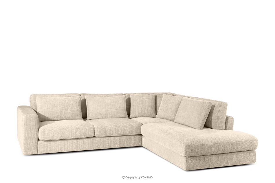 VERUS Weiches Ecksofa für das Wohnzimmer Chenille-Stoff rechts cremefarben cremefarben - Foto 0