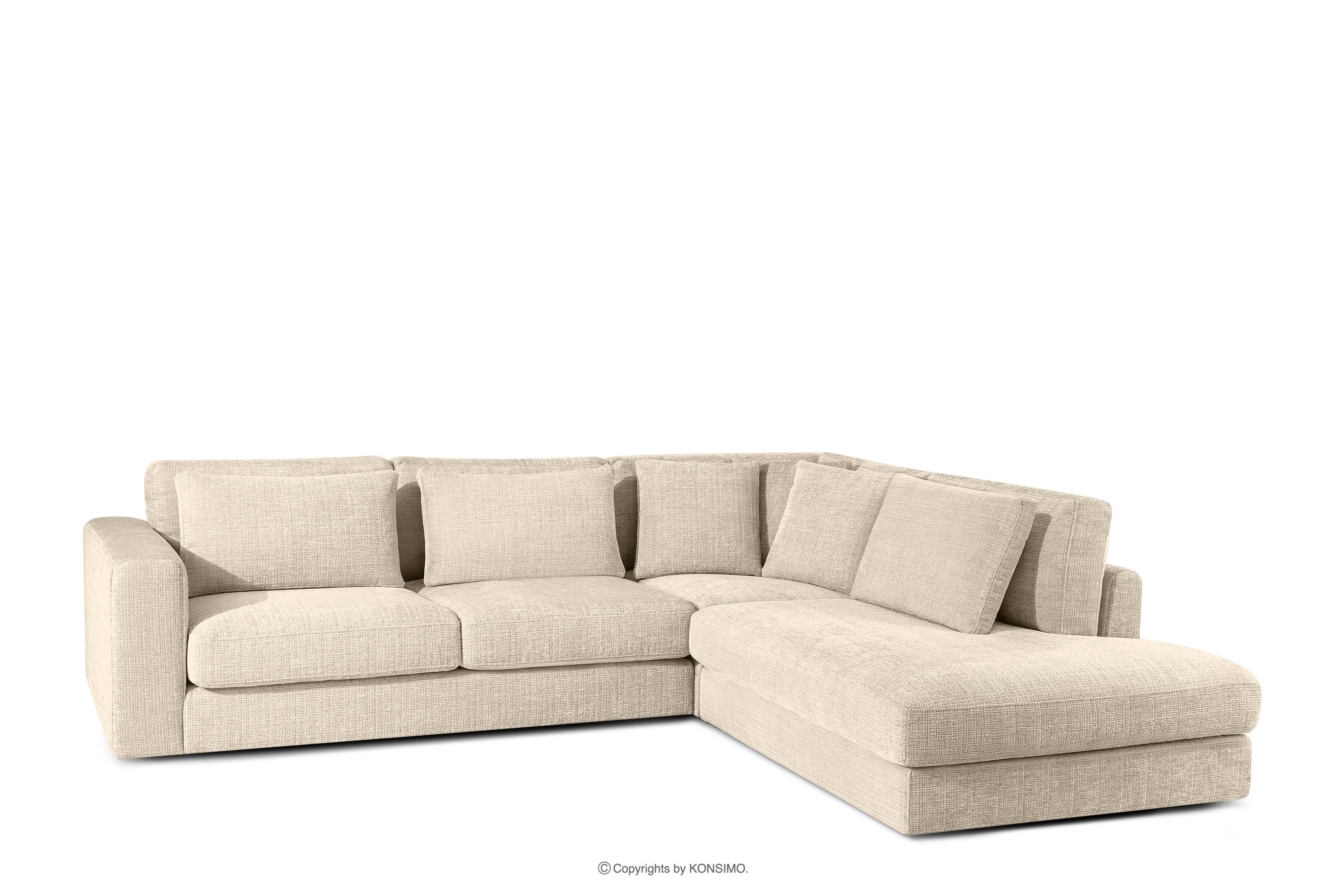 Weiches Ecksofa für das Wohnzimmer Chenille-Stoff rechts cremefarben