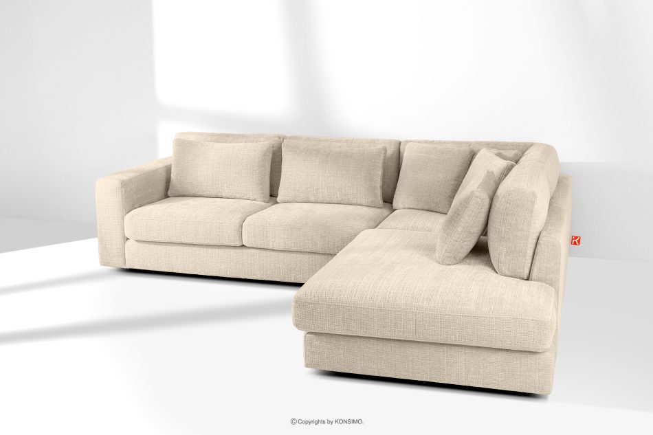 VERUS Weiches Ecksofa für das Wohnzimmer Chenille-Stoff rechts cremefarben cremefarben - Foto 18