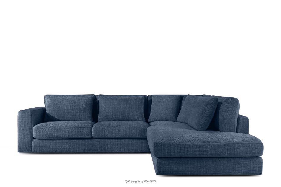 VERUS Weiches Ecksofa aus Chenille-Stoff rechts dunkelblau marineblau - Foto 2