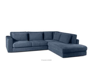 VERUS, https://konsimo.de/kollektion/verus/ Weiches Ecksofa aus Chenille-Stoff rechts dunkelblau marineblau - Foto