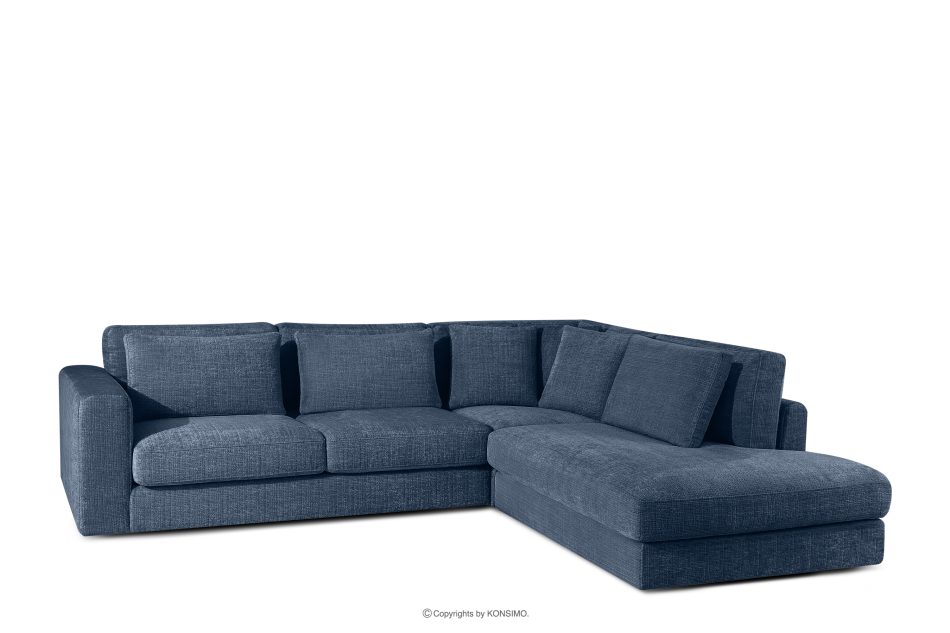 VERUS Weiches Ecksofa aus Chenille-Stoff rechts dunkelblau marineblau - Foto 0