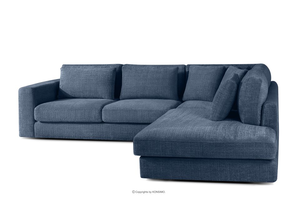 VERUS Weiches Ecksofa aus Chenille-Stoff rechts dunkelblau marineblau - Foto 3