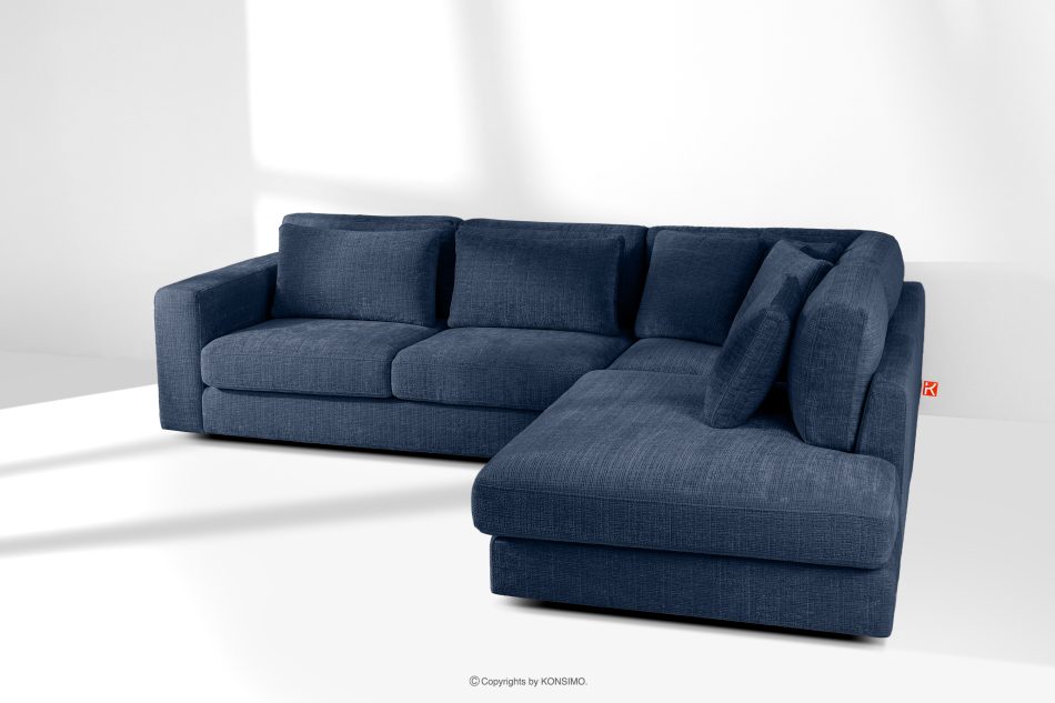 VERUS Weiches Ecksofa aus Chenille-Stoff rechts dunkelblau marineblau - Foto 18