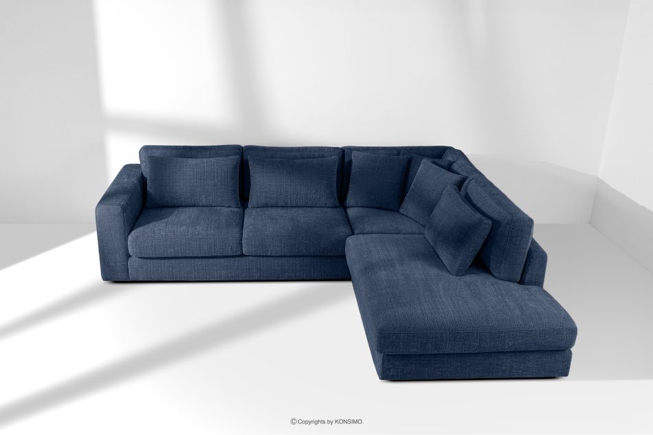 VERUS Weiches Ecksofa aus Chenille-Stoff rechts dunkelblau marineblau - Foto 19