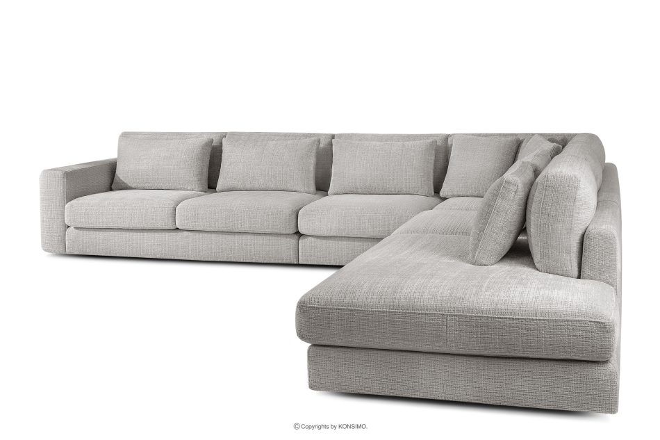 VERUS Großes bequemes Ecksofa für das Wohnzimmer Chenille-Stoff rechts hellgrau hellgrau - Foto 3