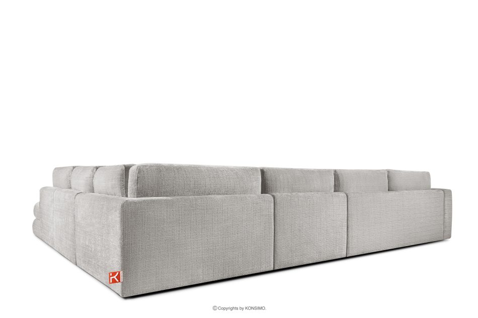 VERUS Großes bequemes Ecksofa für das Wohnzimmer Chenille-Stoff rechts hellgrau hellgrau - Foto 4