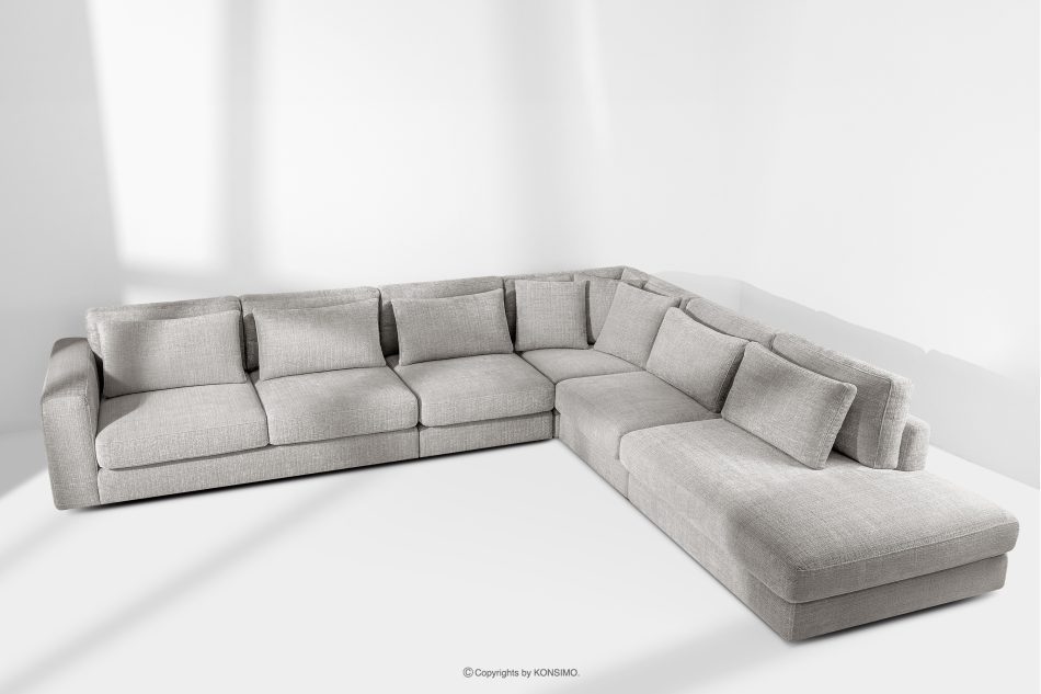 VERUS Großes bequemes Ecksofa für das Wohnzimmer Chenille-Stoff rechts hellgrau hellgrau - Foto 18