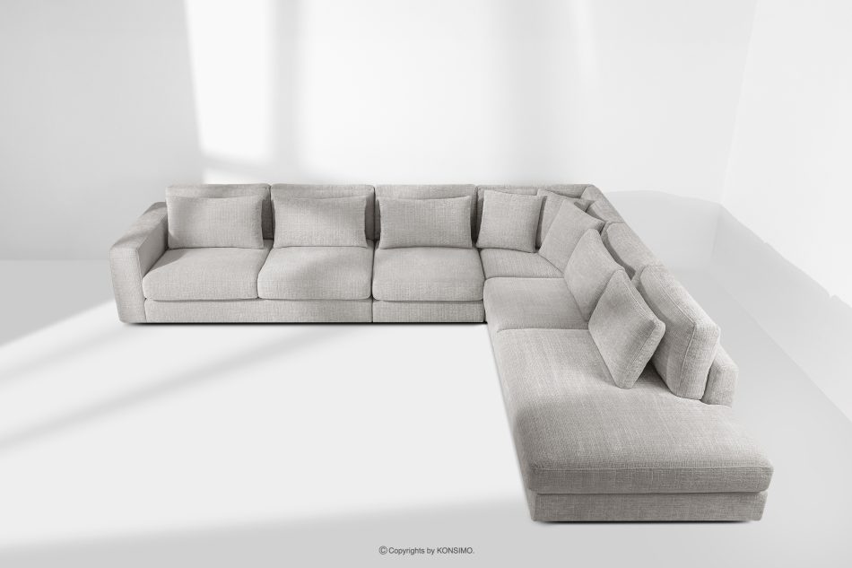 VERUS Großes bequemes Ecksofa für das Wohnzimmer Chenille-Stoff rechts hellgrau hellgrau - Foto 19