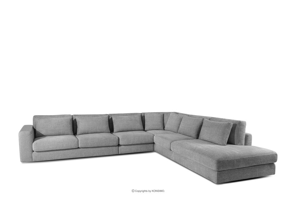 VERUS Großes bequemes Ecksofa für das Wohnzimmer Chenille-Stoff rechts dunkelgrau dunkelgrau - Foto 0