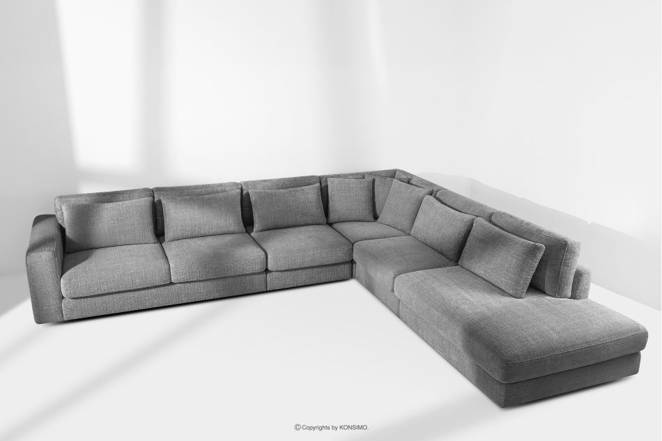 VERUS Großes bequemes Ecksofa für das Wohnzimmer Chenille-Stoff rechts dunkelgrau dunkelgrau - Foto 18