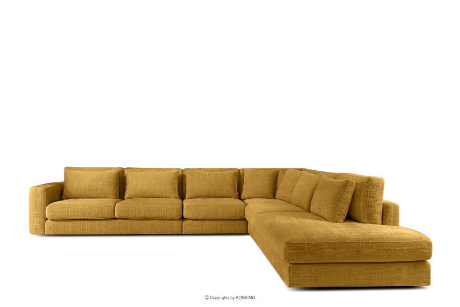 VERUS Großes Ecksofa für das Wohnzimmer aus Chenille-Stoff rechts gelb gelb - Foto 2