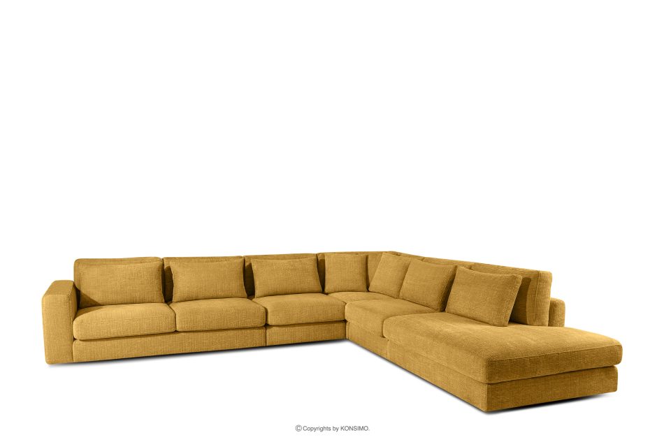 VERUS Großes Ecksofa für das Wohnzimmer aus Chenille-Stoff rechts gelb gelb - Foto 0