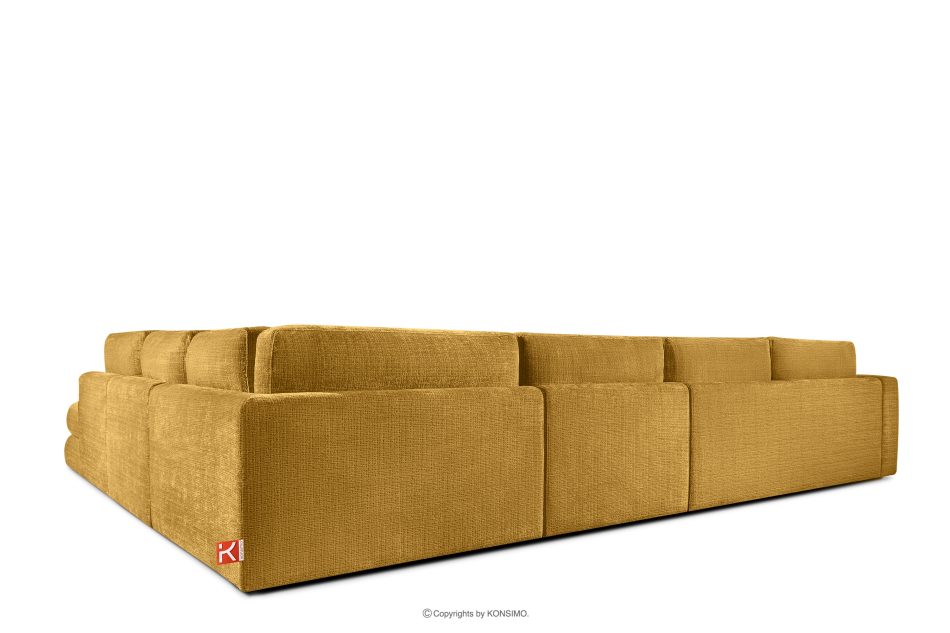 VERUS Großes Ecksofa für das Wohnzimmer aus Chenille-Stoff rechts gelb gelb - Foto 4