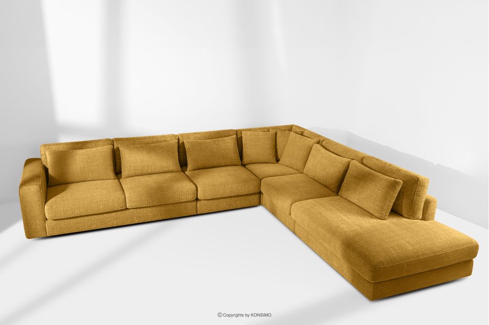 VERUS Großes Ecksofa für das Wohnzimmer aus Chenille-Stoff rechts gelb gelb - Foto 18