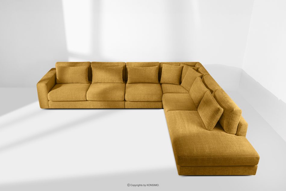 VERUS Großes Ecksofa für das Wohnzimmer aus Chenille-Stoff rechts gelb gelb - Foto 19