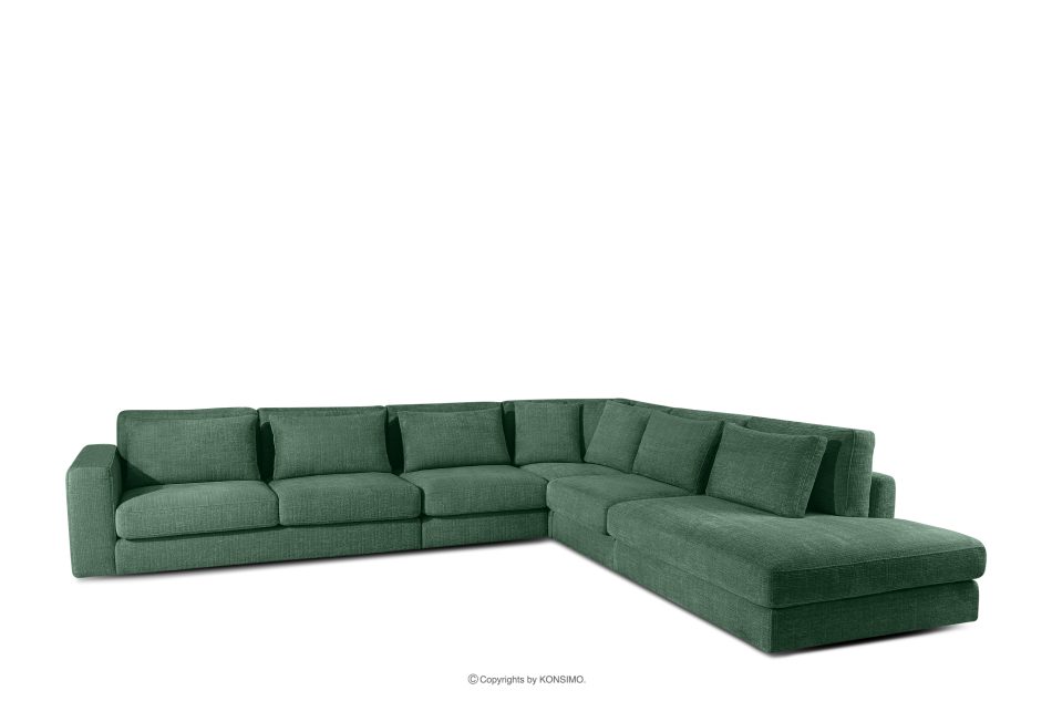 VERUS Großes Ecksofa für das Wohnzimmer aus Chenille-Stoff rechts grün grün - Foto 0
