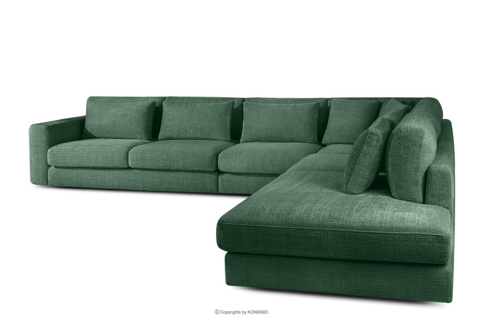 VERUS Großes Ecksofa für das Wohnzimmer aus Chenille-Stoff rechts grün grün - Foto 3