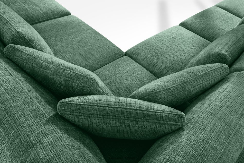 VERUS Großes Ecksofa für das Wohnzimmer aus Chenille-Stoff rechts grün grün - Foto 10