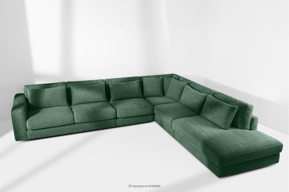 VERUS Großes Ecksofa für das Wohnzimmer aus Chenille-Stoff rechts grün grün - Foto 18