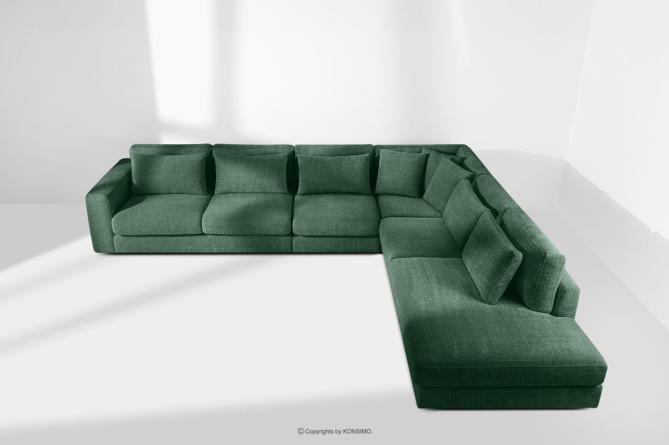 VERUS Großes Ecksofa für das Wohnzimmer aus Chenille-Stoff rechts grün grün - Foto 19