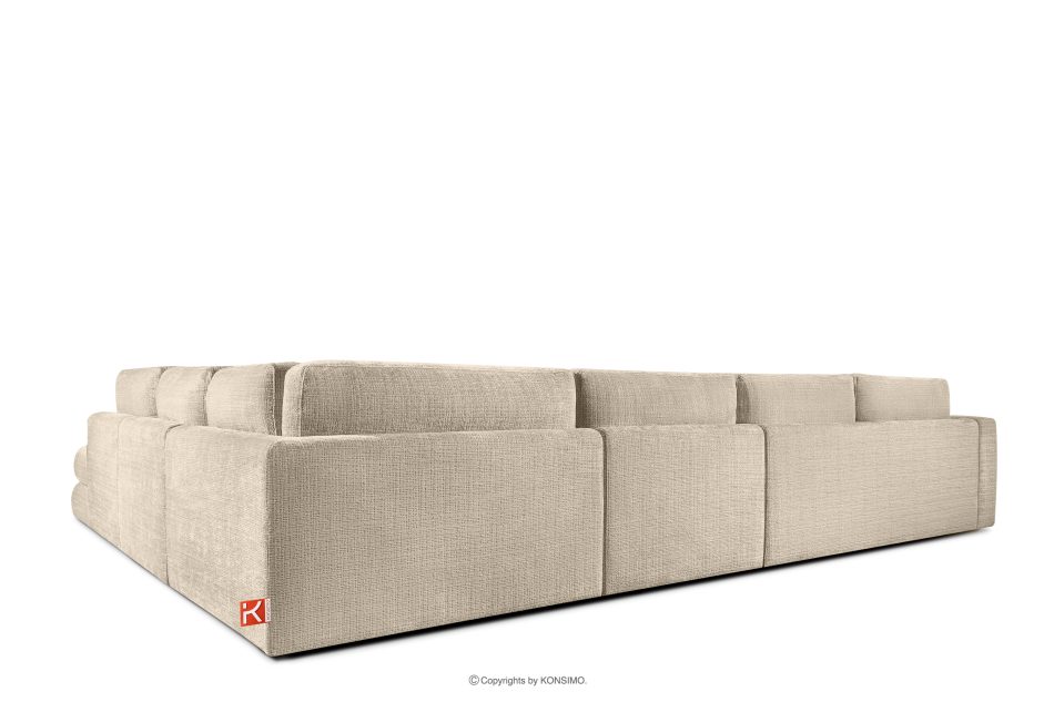 VERUS Großes bequemes Ecksofa für das Wohnzimmer Chenille-Stoff rechts cremefarben cremefarben - Foto 4