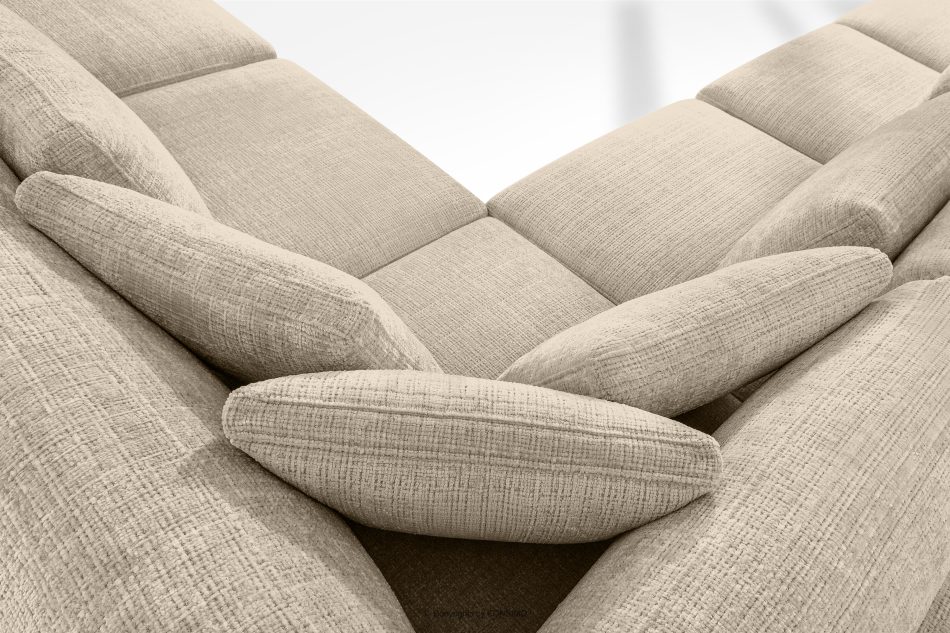 VERUS Großes bequemes Ecksofa für das Wohnzimmer Chenille-Stoff rechts cremefarben cremefarben - Foto 10