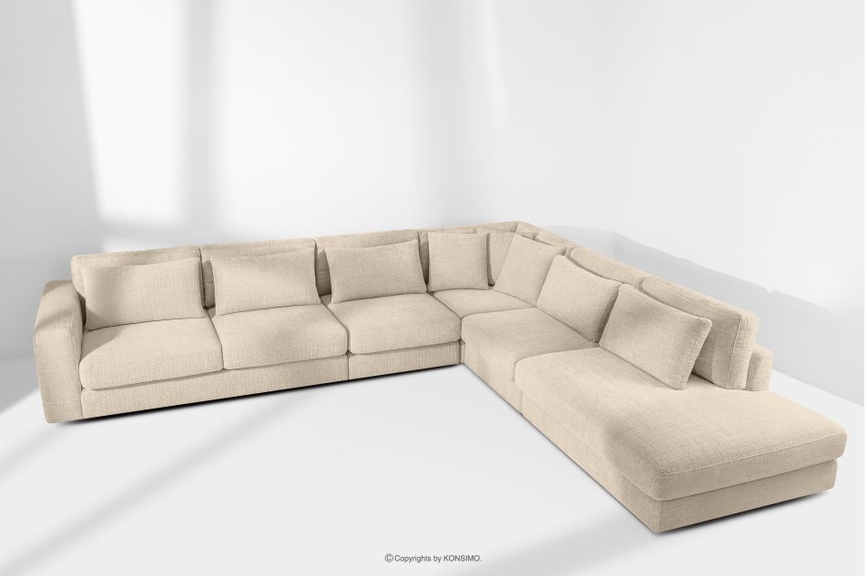 VERUS Großes bequemes Ecksofa für das Wohnzimmer Chenille-Stoff rechts cremefarben cremefarben - Foto 18