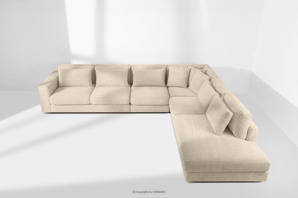 VERUS Großes bequemes Ecksofa für das Wohnzimmer Chenille-Stoff rechts cremefarben cremefarben - Foto 19