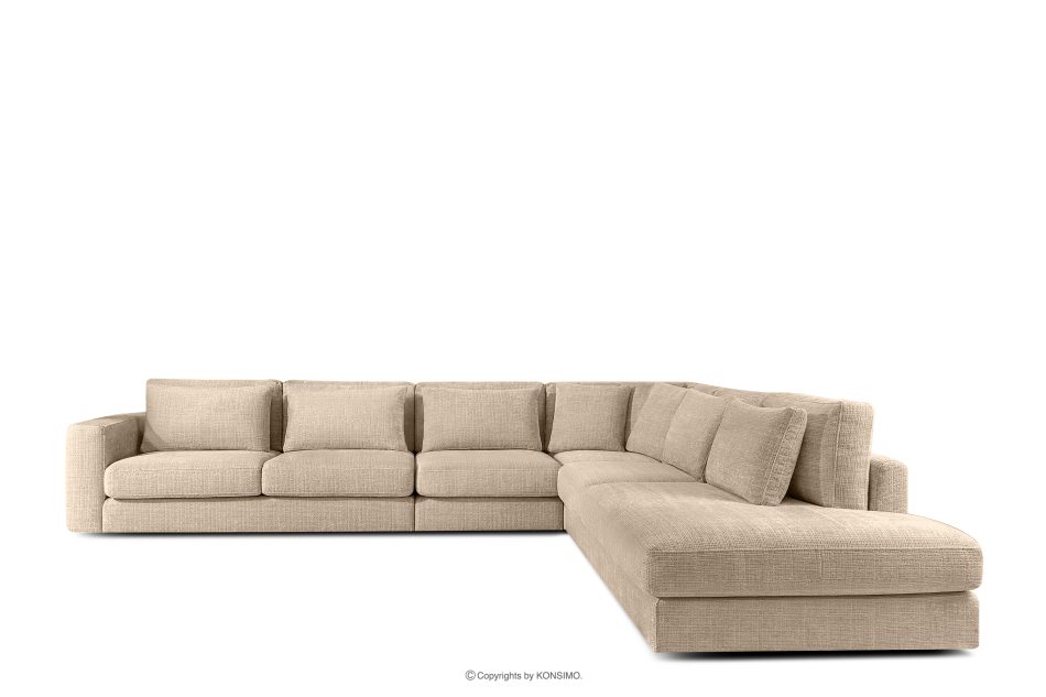 VERUS Großes bequemes Ecksofa für das Wohnzimmer Chenille-Stoff rechts beige beige - Foto 2