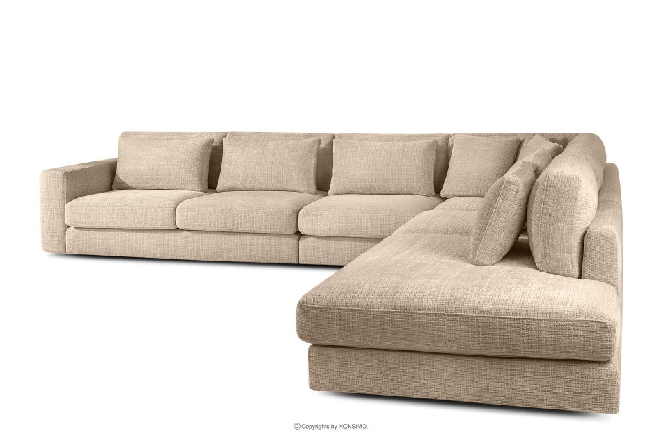 VERUS Großes bequemes Ecksofa für das Wohnzimmer Chenille-Stoff rechts beige beige - Foto 3