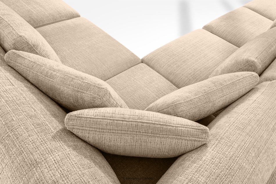 VERUS Großes bequemes Ecksofa für das Wohnzimmer Chenille-Stoff rechts beige beige - Foto 10