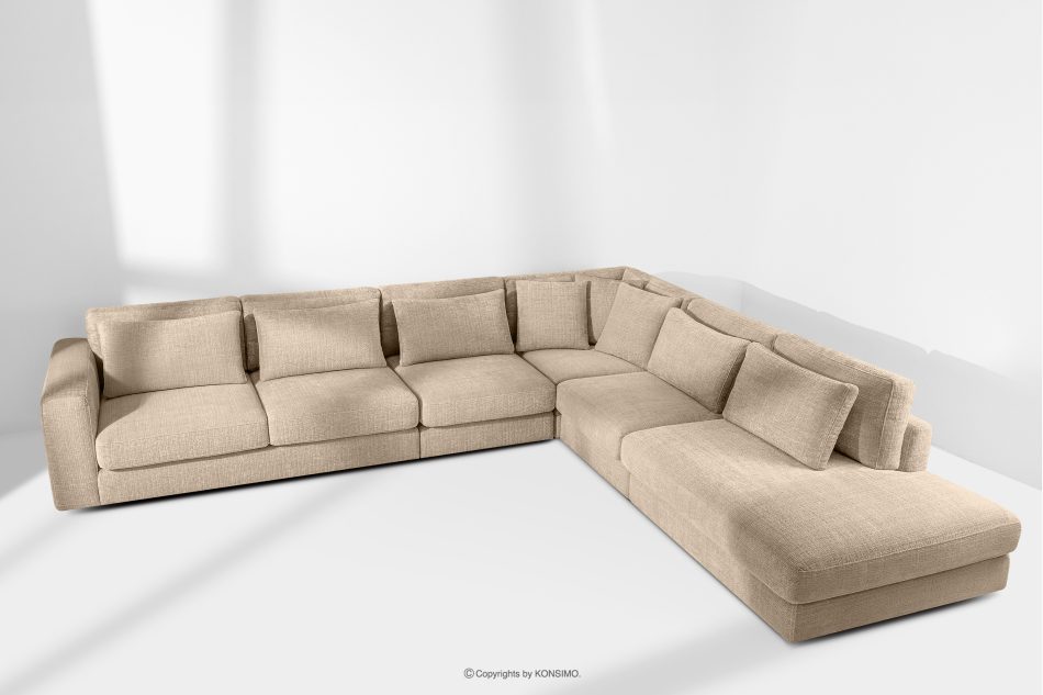 VERUS Großes bequemes Ecksofa für das Wohnzimmer Chenille-Stoff rechts beige beige - Foto 18