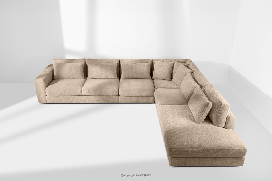 VERUS Großes bequemes Ecksofa für das Wohnzimmer Chenille-Stoff rechts beige beige - Foto 19