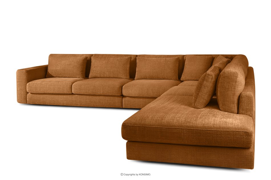 VERUS Großes Ecksofa für das Wohnzimmer aus Chenille-Stoff rechts rot rot - Foto 3